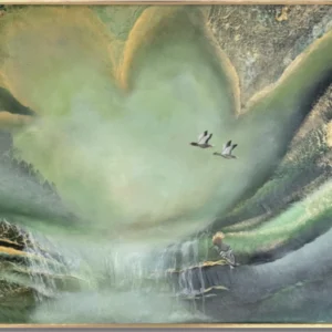 "Grön vattenfall" 50*40 cm semiabstrakt tavla akryl på duk