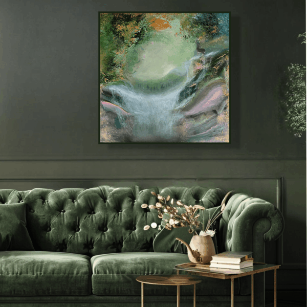 "Enchanted forest" 50*50 cm semiabstrakt tavla akryl på duk