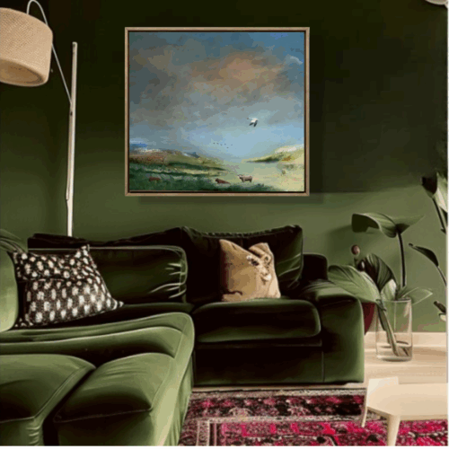 "Välen" 100*80 cm "deep edge" semi-abstrakt tavla akryl på duk