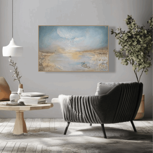 Blank-14.png "Distant harbour" 60*40 cm semiabstrakt tavla akryl på duk