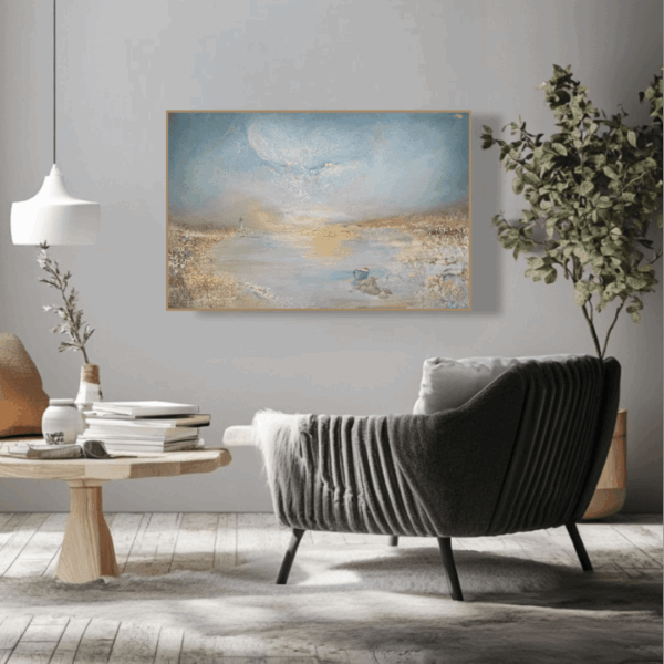 "Distant harbour" 60*40 cm semiabstrakt tavla akryl på duk