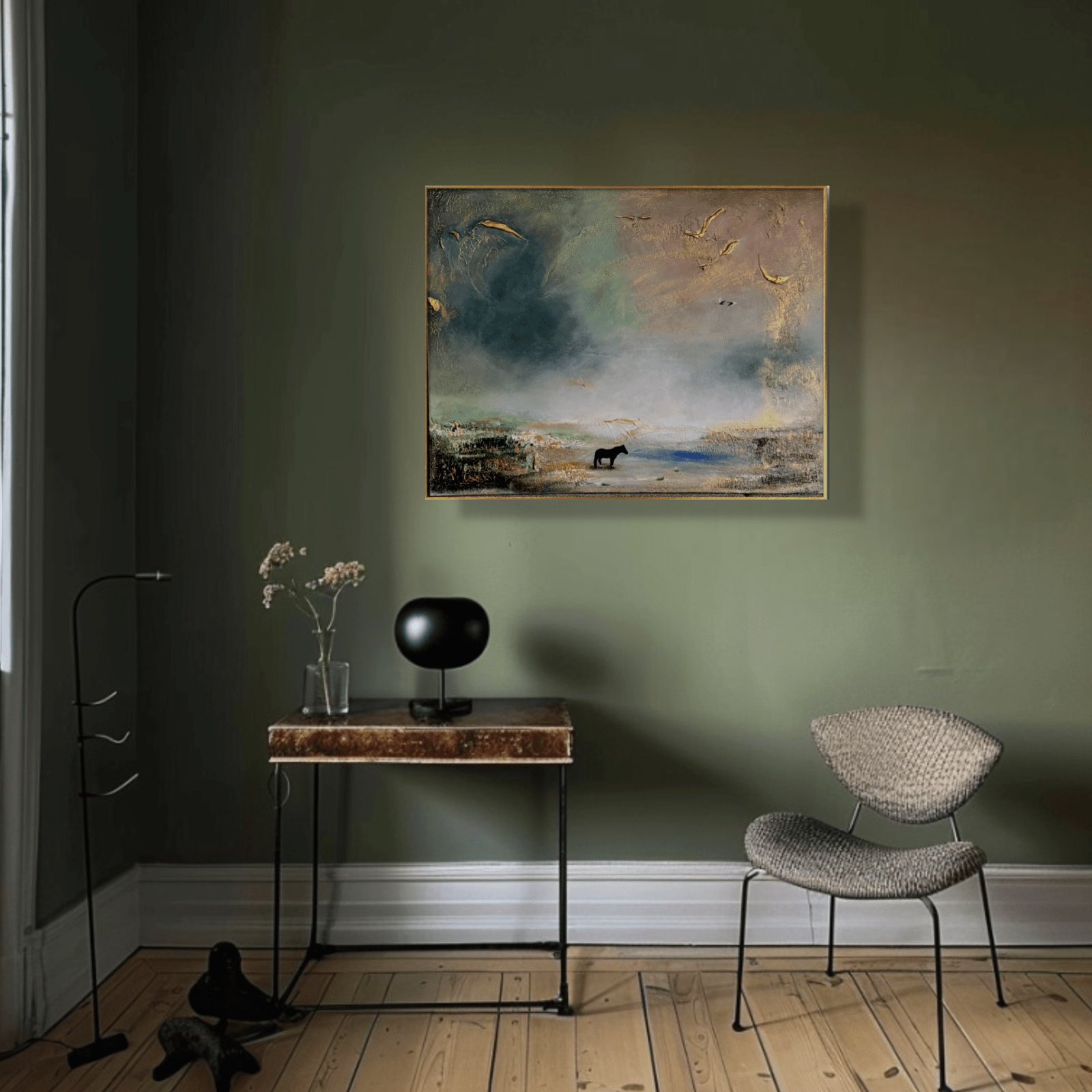 "Strong alone" 60*90 cm semiabstrakt tavla akryl på duk