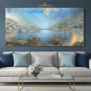 Unik semiabstrakt tavla "Fridfull hamn"  140/70