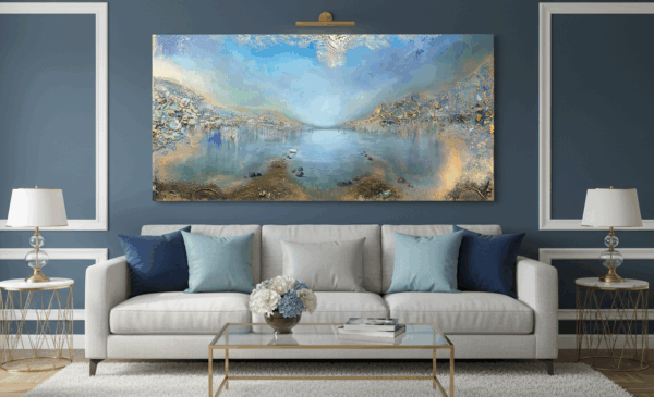 Unik semiabstrakt tavla "Fridfull hamn"  140/70