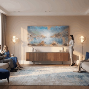 Semiabstrakt tavla blå tavla texturerad tavla