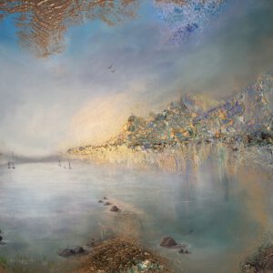 Unik semiabstrakt tavla "Fridfull hamn"  140/70