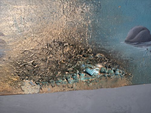 Unik semiabstrakt tavla "Fridfull hamn"  140/70