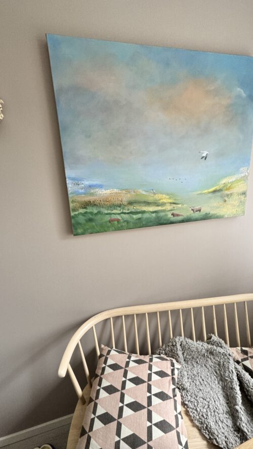 "Välen" 100*80 cm "deep edge" semi-abstrakt tavla akryl på duk