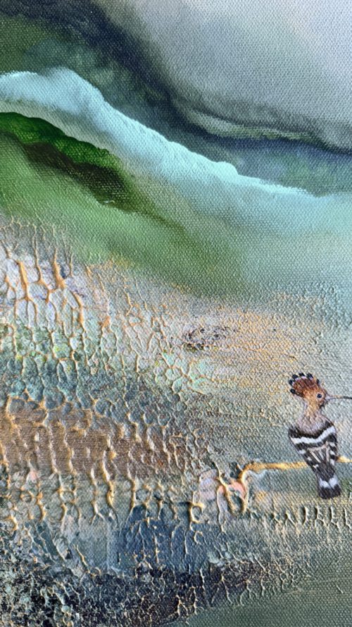 "Foggy forest" 50*60 cm semiabstrakt tavla akryl på duk