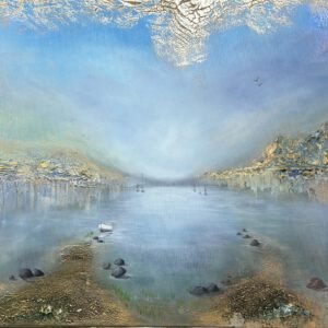 Unik semiabstrakt tavla "Fridfull hamn"  140/70