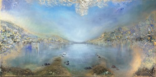 Unik semiabstrakt tavla "Fridfull hamn"  140/70