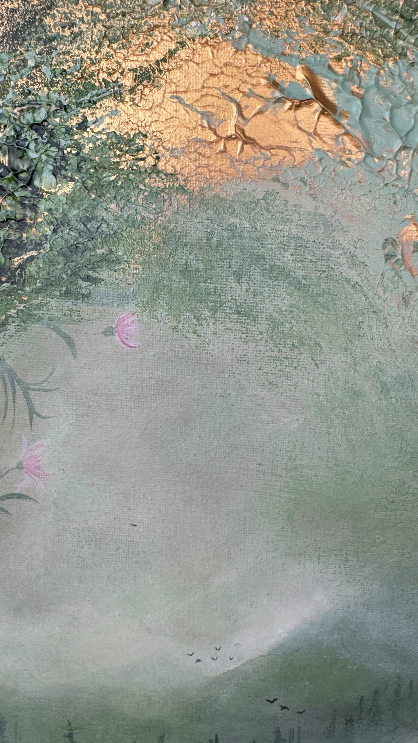 "Enchanted forest" 50*50 cm semiabstrakt tavla akryl på duk