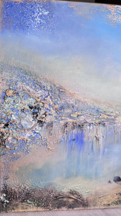 Unik semiabstrakt tavla "Fridfull hamn"  140/70