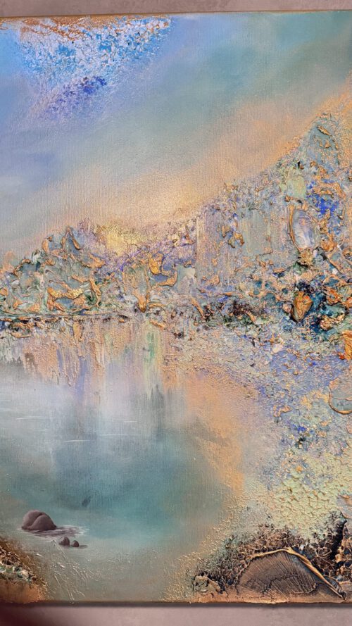 Unik semiabstrakt tavla "Fridfull hamn"  140/70