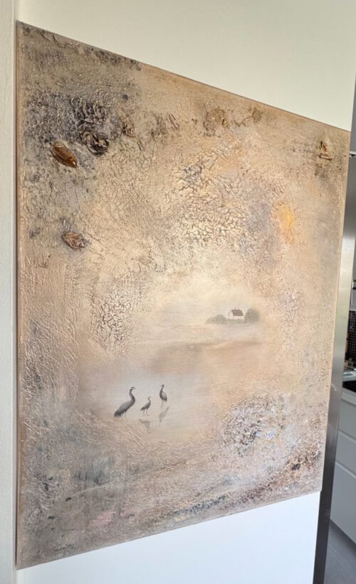 Unik semiabstrakt tavla "Happy storks" 60*80 cm