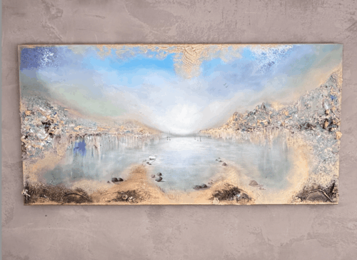 Unik semiabstrakt tavla "Fridfull hamn"  140/70