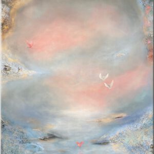 semiabstrakt tavla blå stor