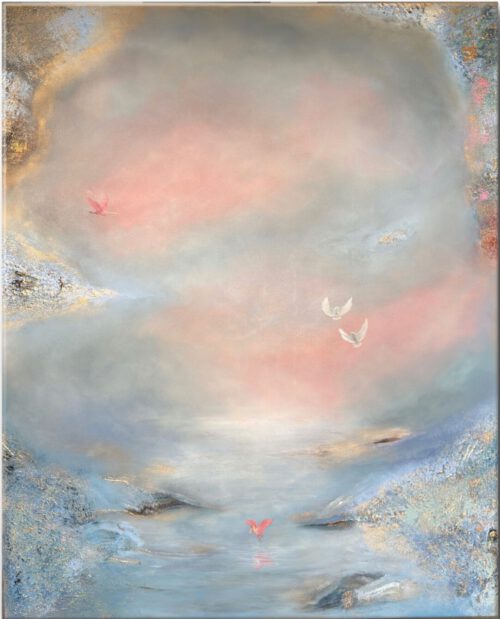 semiabstrakt tavla blå stor