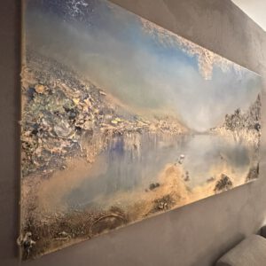 Unik semiabstrakt tavla "Fridfull hamn"  140/70