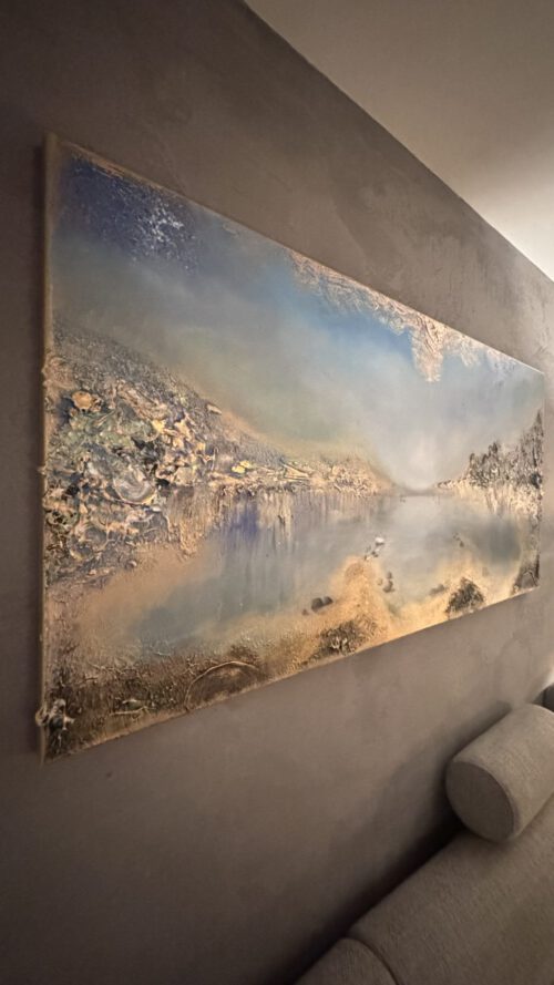 Unik semiabstrakt tavla "Fridfull hamn"  140/70