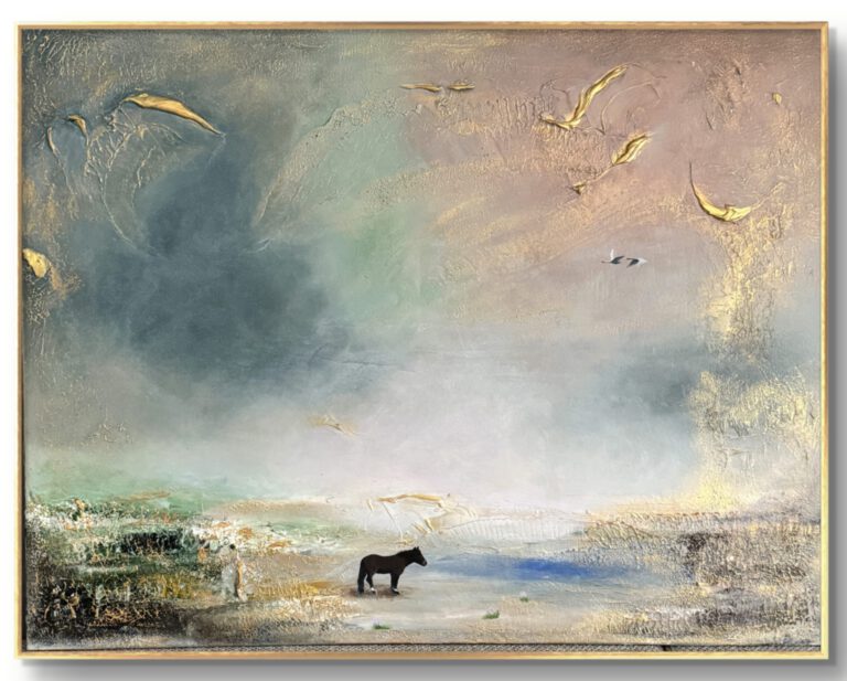 "Strong alone" 60*90 cm semiabstrakt tavla akryl på duk