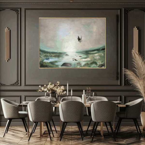 "Örnen" 120*100 cm semiabstrakt tavla akryl på duk