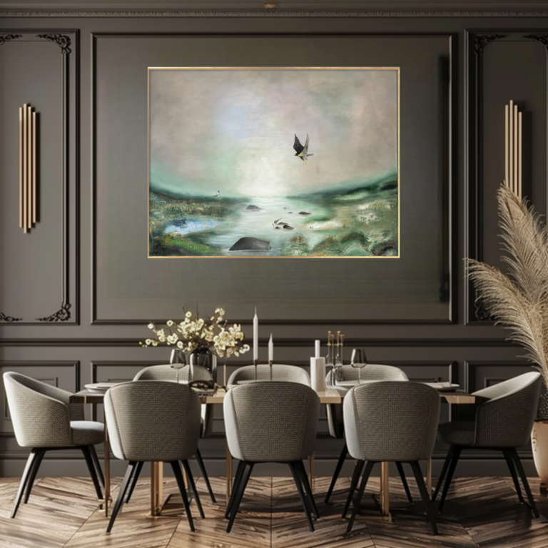 "Örnen" 120*100 cm semiabstrakt tavla akryl på duk