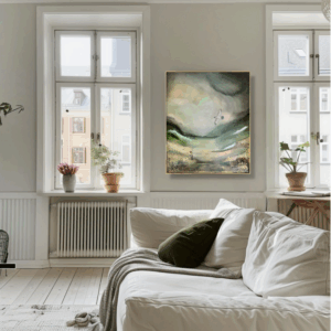 "Foggy forest" 50*60 cm semiabstrakt tavla akryl på duk