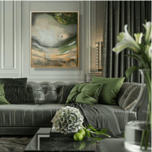 "Foggy forest" 50*60 cm semiabstrakt tavla akryl på duk