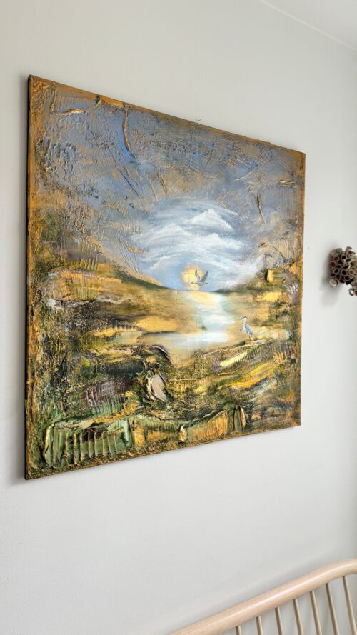 "Secret garden" 80*80*1,5 cm semiabstrakt tavla akryl på duk