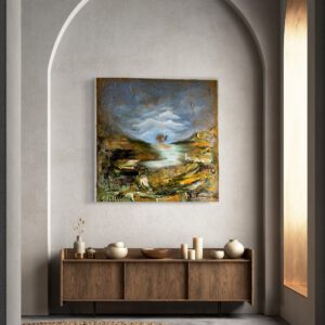 "Secret garden" 80*80*1,5 cm semiabstrakt tavla akryl på duk