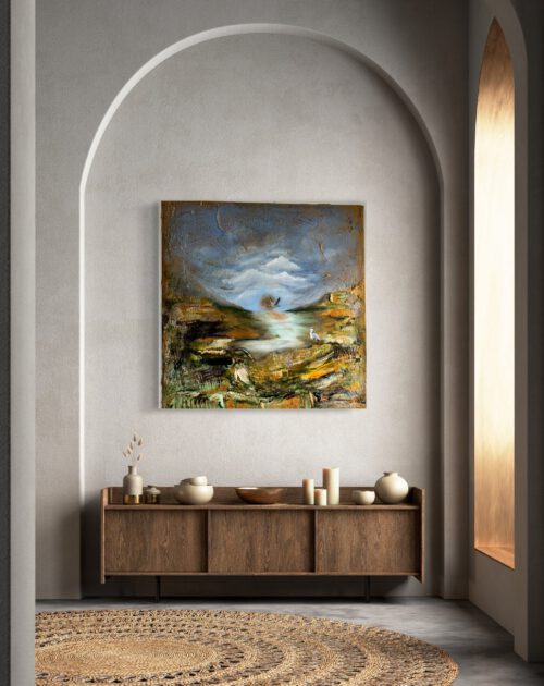 "Secret garden" 80*80*1,5 cm semiabstrakt tavla akryl på duk