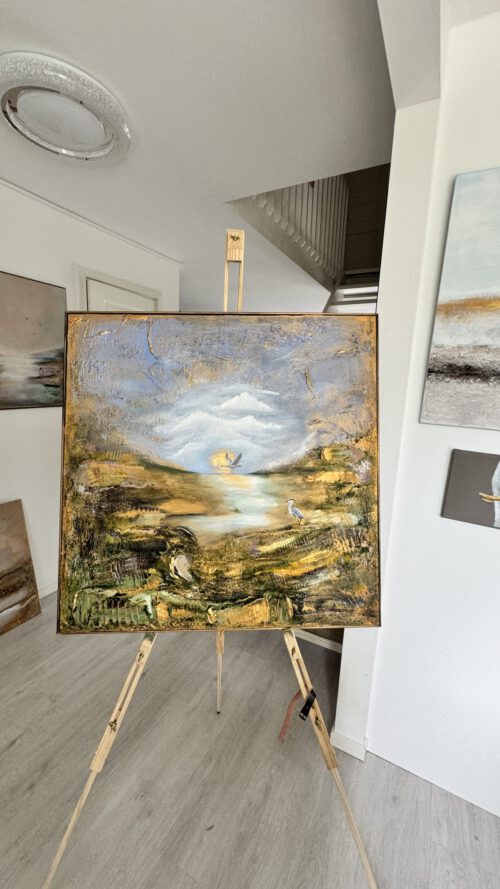 "Secret garden" 80*80*1,5 cm semiabstrakt tavla akryl på duk