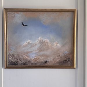 ”Distant Mountains” 50*70 cm unik semiabstrakt tavla akryl på duk inramad