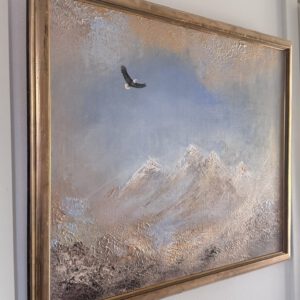 ”Distant Mountains” 50*70 cm unik semiabstrakt tavla akryl på duk inramad