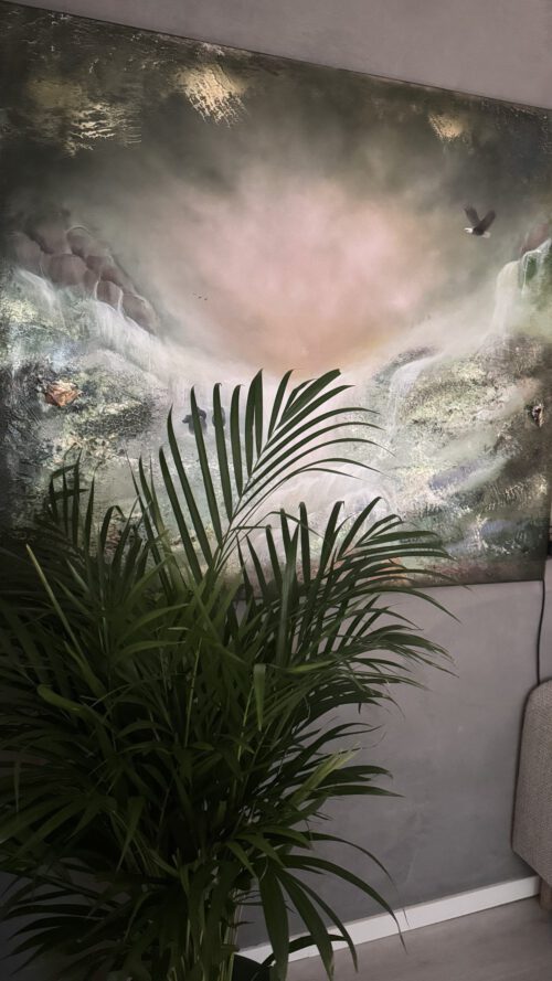 "Mystic Vattenfall" 120/100 cm unik semiabstrakt tavla