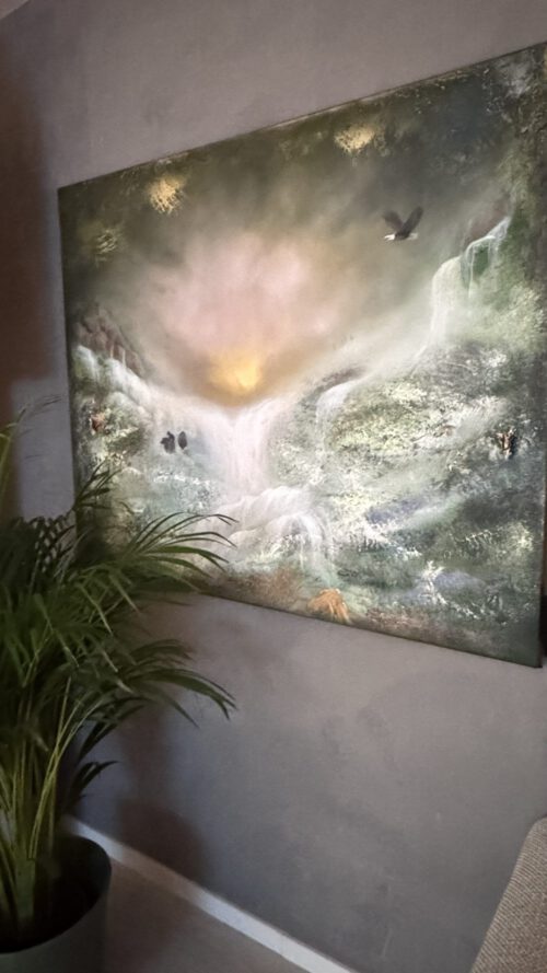 "Mystic Vattenfall" 120/100 cm unik semiabstrakt tavla