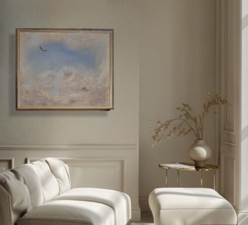 Semiabstrakt tavla för vardagsrum i pastell