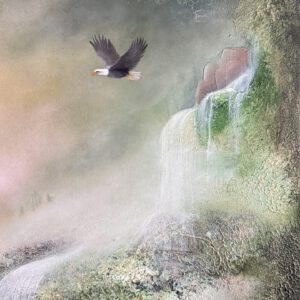 "Mystic Vattenfall" 120/100 cm unik semiabstrakt tavla
