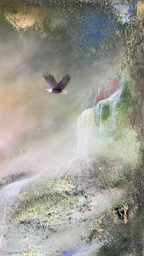 "Mystic Vattenfall" 120/100 cm unik semiabstrakt tavla