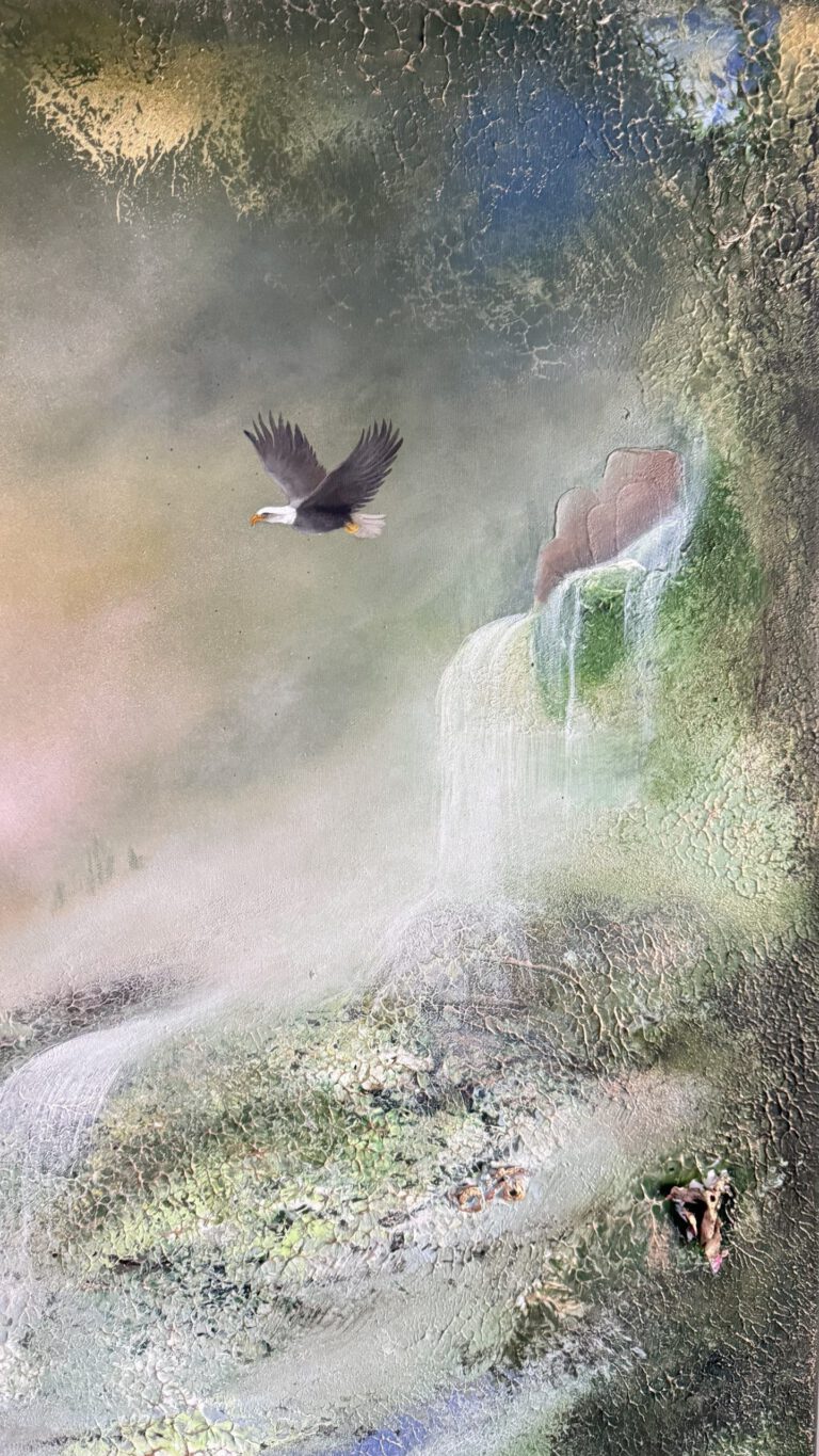 "Mystic Vattenfall" 120/100 cm unik semiabstrakt tavla