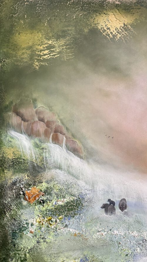 "Mystic Vattenfall" 120/100 cm unik semiabstrakt tavla