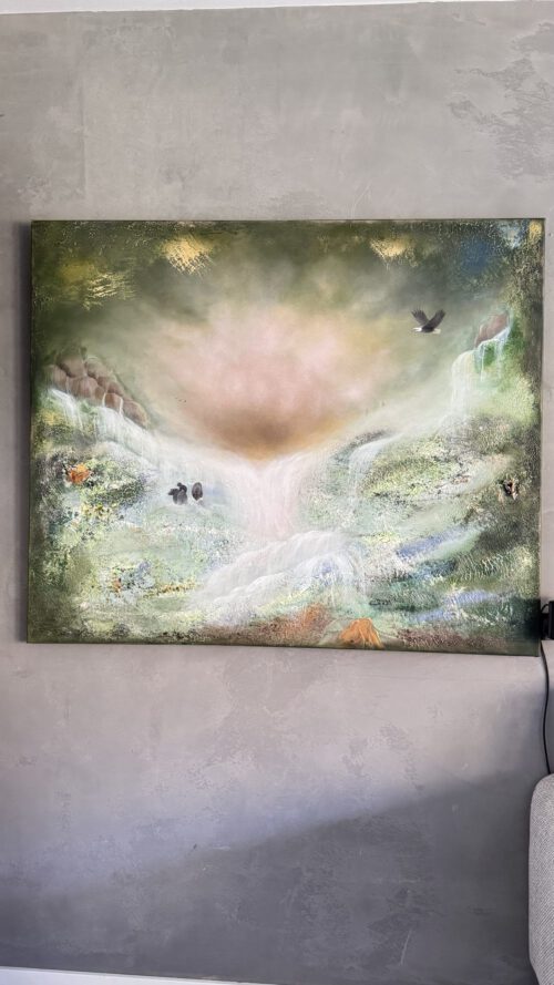 "Mystic Vattenfall" 120/100 cm unik semiabstrakt tavla