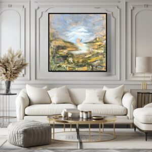 "Secret garden" 80*80*1,5 cm semiabstrakt tavla akryl på duk