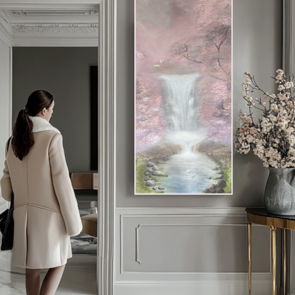 Blank (38) Semiabstrakt tavla, rosa tavla, stor tavla