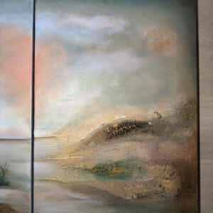 IMG_1094 Semiabstrakt tavla, grön tavla, stor tavla, tavla i triptyk