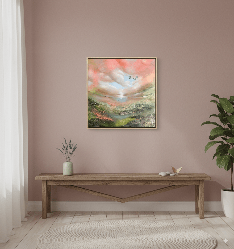 Semiabstrakt tavla "På vägen till paradiset" 100*100 cm
