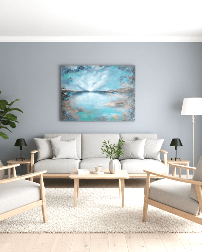 Semiabstrakt tavla "Blå horizonten" 113*85 cm