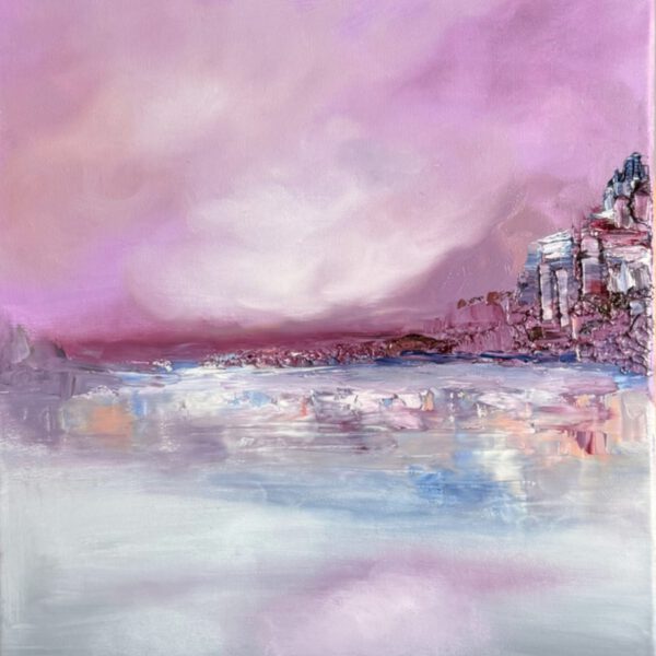 abstrakt tavla lila rosa